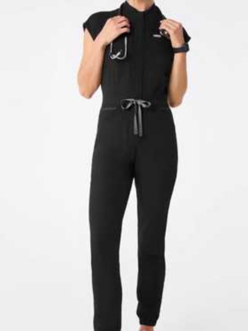 NWOT FIGS Rafaela Scrub Jumpsuit Jogger - L/P Large Petite, Black